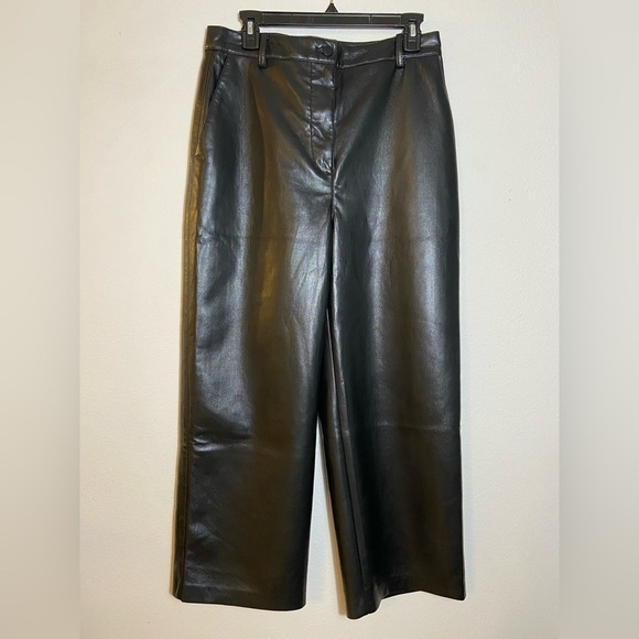 Aritzia Babaton Command Cropped Vegan Leather Pants Sz 10 Mid Rise Black - Picture 8 of 14